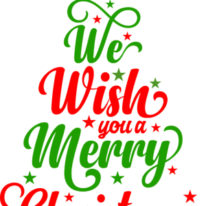 Merry Christmas Tree Typography Sticker
